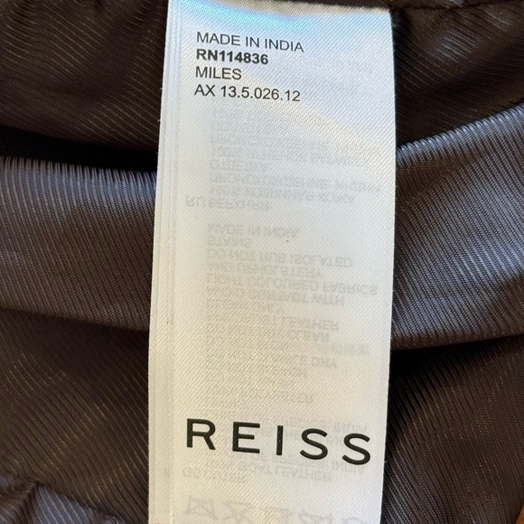 REISS Tobacco Brown Suede Leather Trucker Jacket Shearing Collar Extra Small XS - Picture 12 of 14